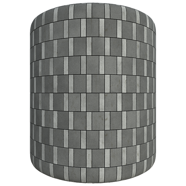 Gray Wall or Floor of Larger Darker and Smaller Lighter Tiles (Cylinder)