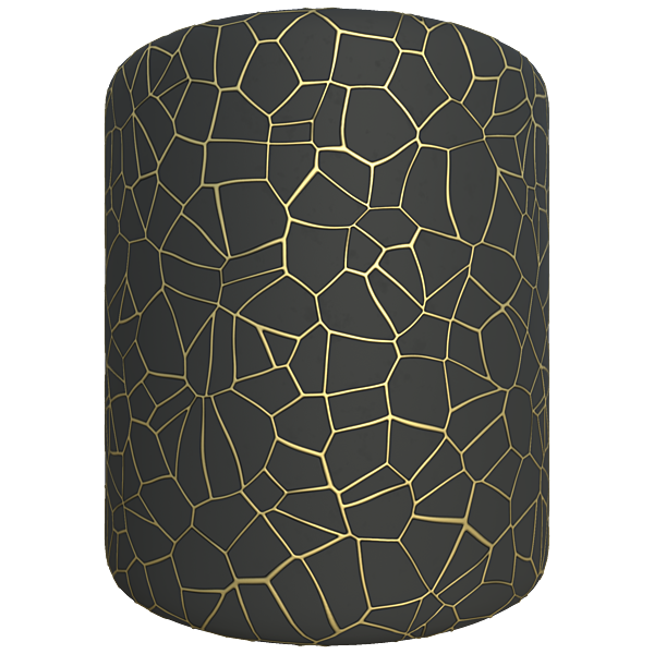 Black Wall with Golden Metallic Vein Network Pattern (Cylinder)