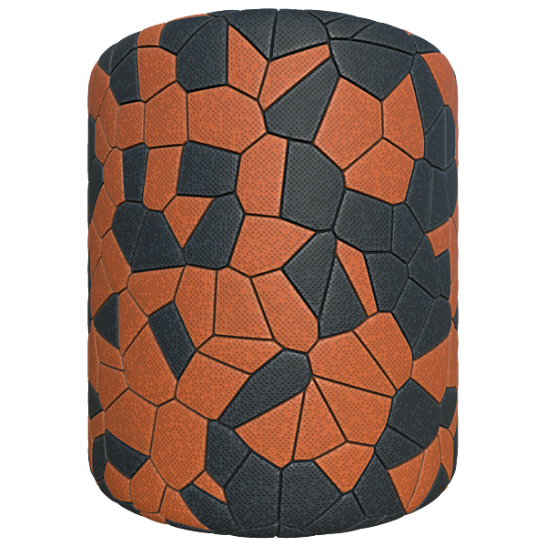 Orange and Grey Mosaic Studded Rubber Plastic (Cylinder)