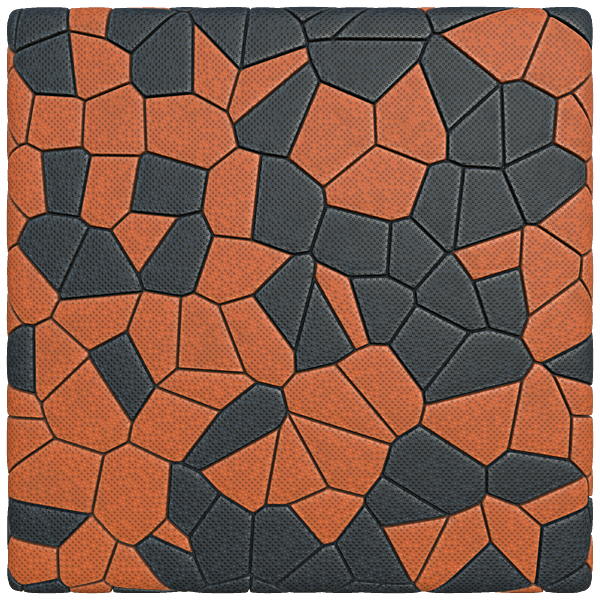 Orange and Grey Mosaic Studded Rubber Plastic (Plane)