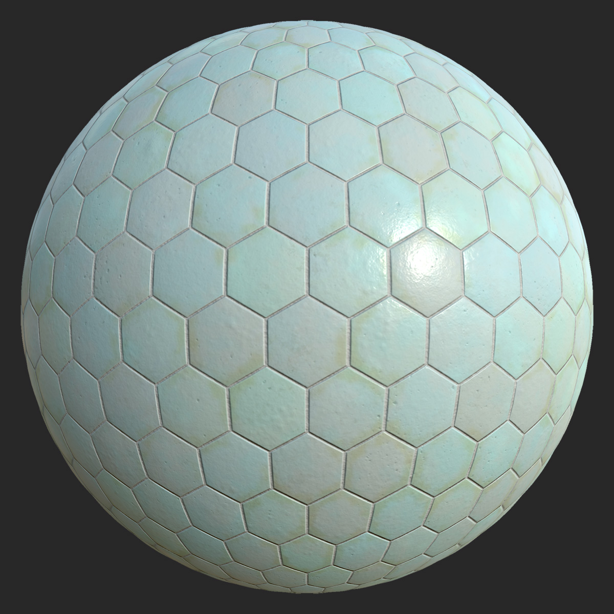 Hexagonal Teal Porcelain Zellige Tiles | Free PBR | TextureCan