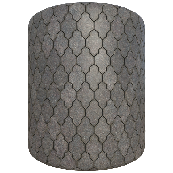 Gray Pavement Tiles Consisting of Hexagons and Crosses (Cylinder)