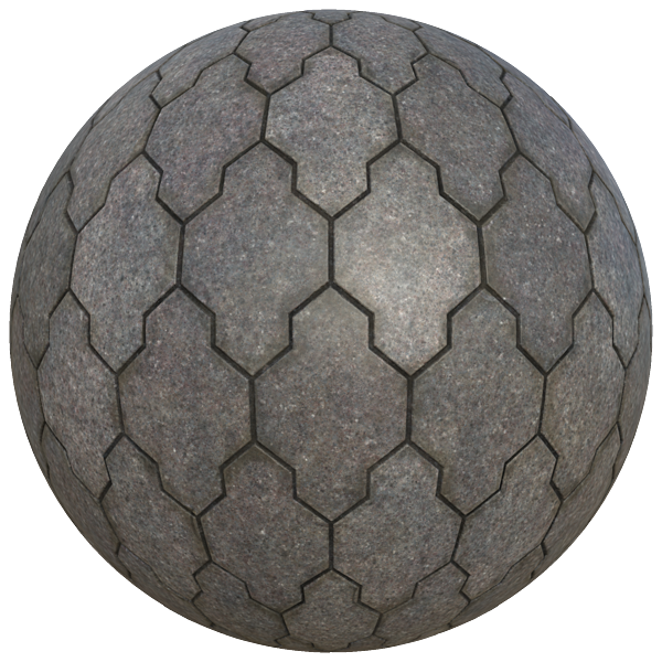 Gray Pavement Tiles Consisting of Hexagons and Crosses (Sphere)