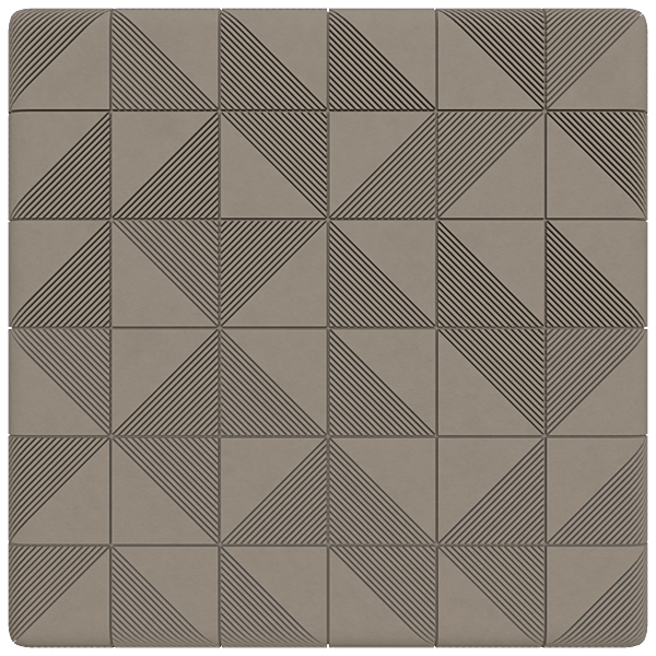 Beige Decorated Wall Made of Geometric Squares and Stripy Triangles (Plane)