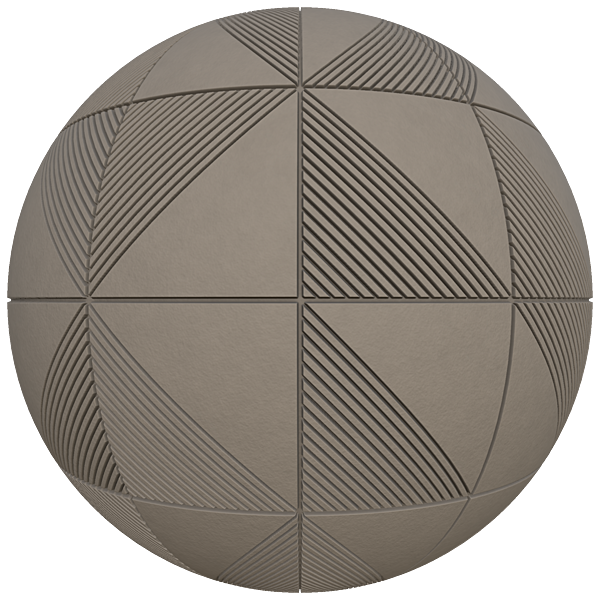 Beige Decorated Wall Made of Geometric Squares and Stripy Triangles (Sphere)